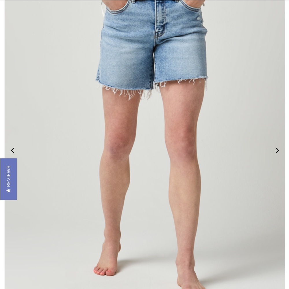 Light Blue Jean Shorts with Raw Hem and Casual Fit